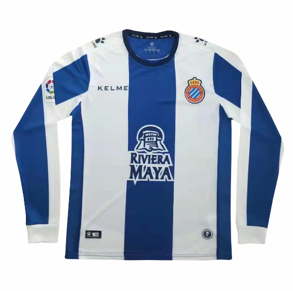 RCD Espanyol 18/19 Home Long Sleeve Soccer Jersey Shirt